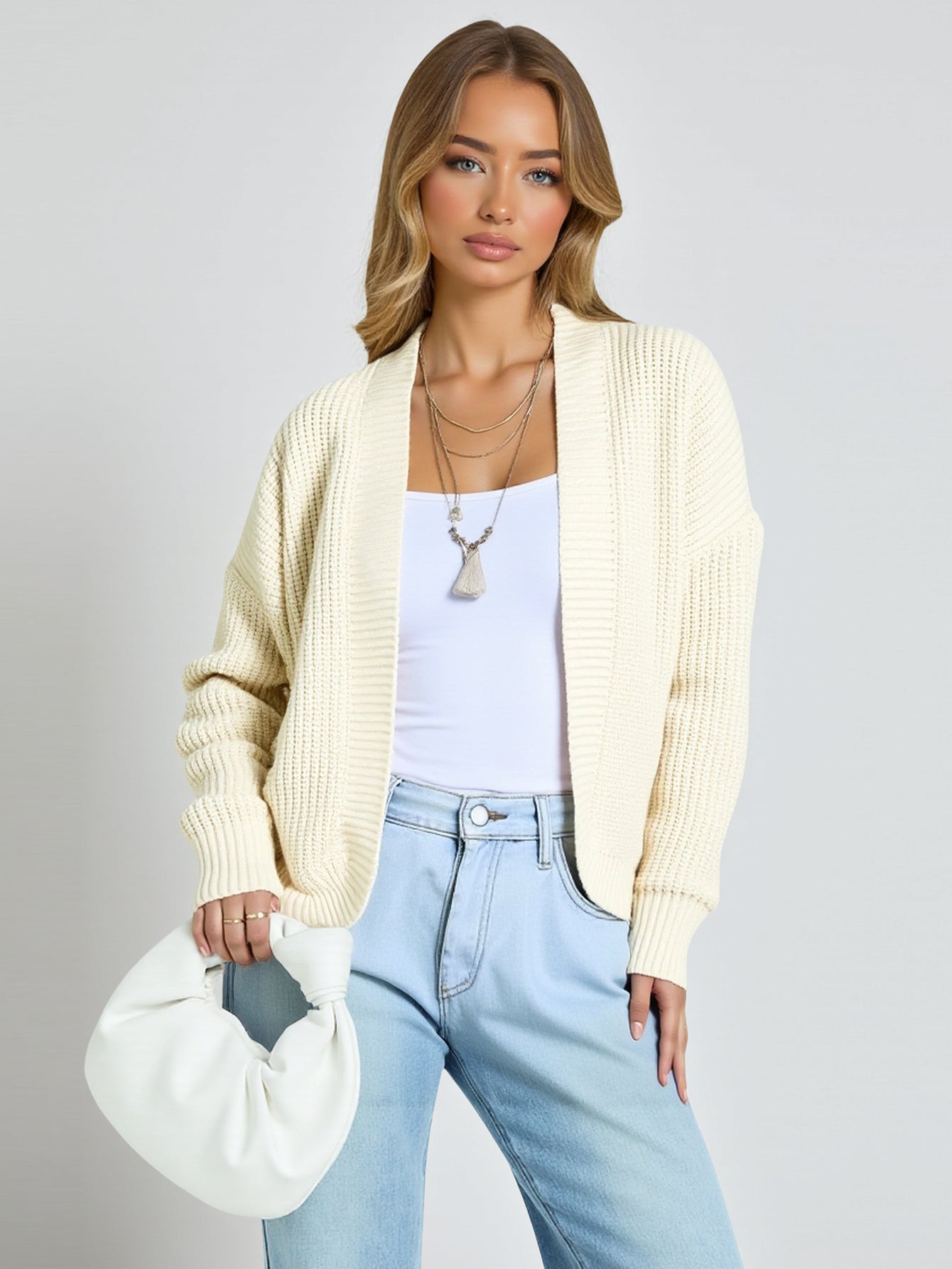 Women's Pure Color Cardigan Shawl European And American Style Casual Sweater Autumn Winter Short Outerwear