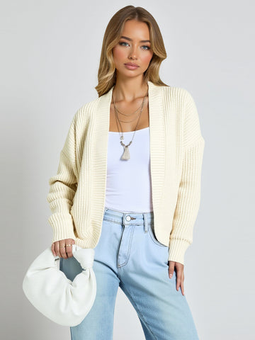 Women's Pure Color Cardigan Shawl European And American Style Casual Sweater Autumn Winter Short Outerwear