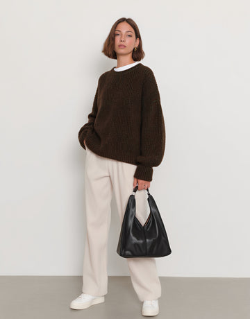 Loose Fit Long Sleeve Round Neck Sweater Winter Casual Wear Straight Tube Sleeve Comfortable Length Regular Style Women's Top