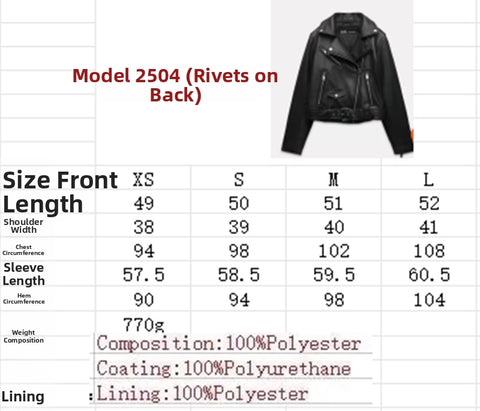 Women's Slim-fit Leather Jacket Motorcycle Style Fashion Coat All-match Puleather Top Trendy European American Design