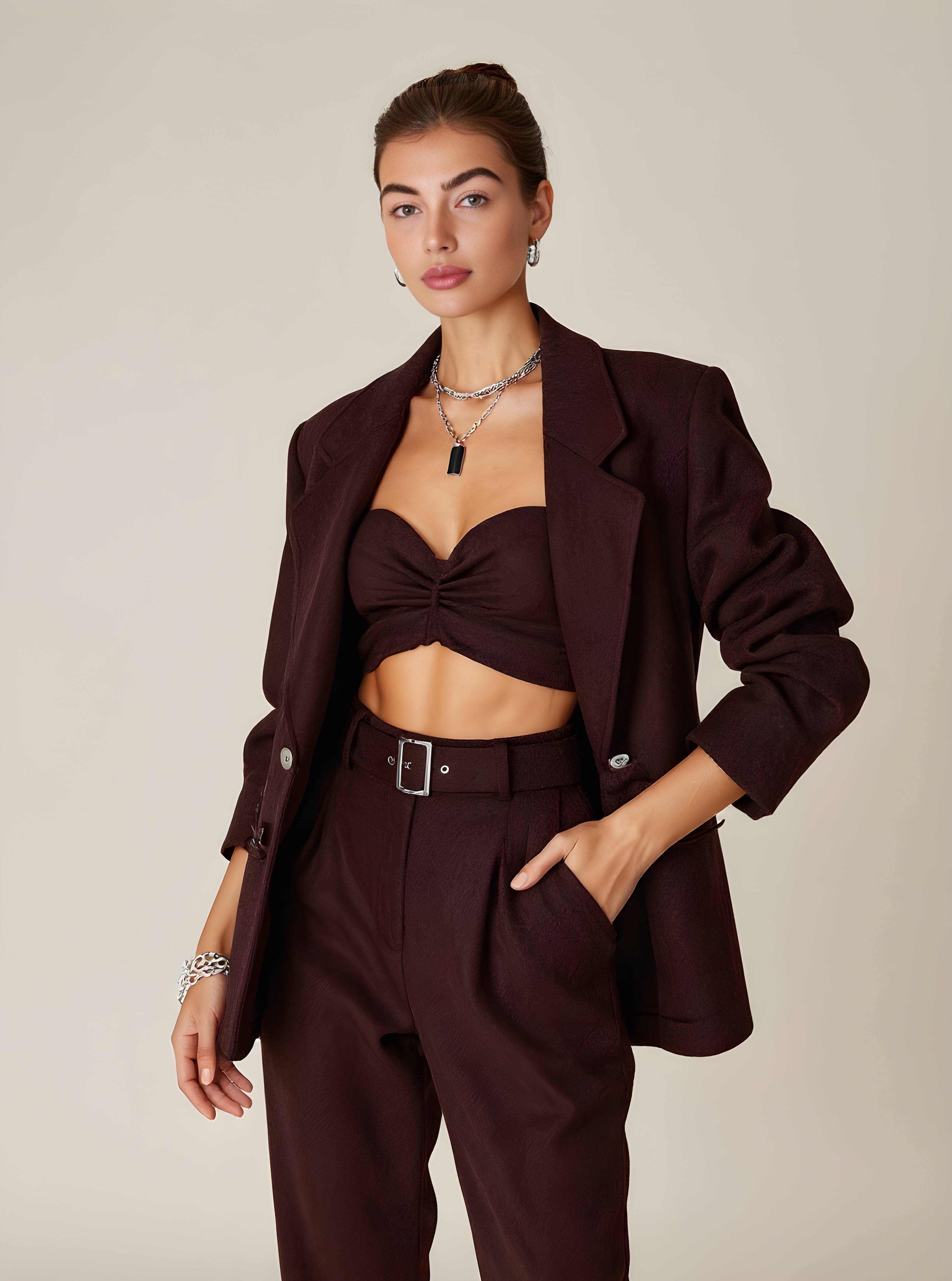 Autumn Blazers 2025 Women's Decent Minimalism Plain Long Sleeve Shawl Collar Office Lady Blazers