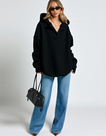 Autumn Hoodies 2025 Women's Casual Simple Plain Long Sleeve Hooded Loose Fit Daily Basic Hoodies