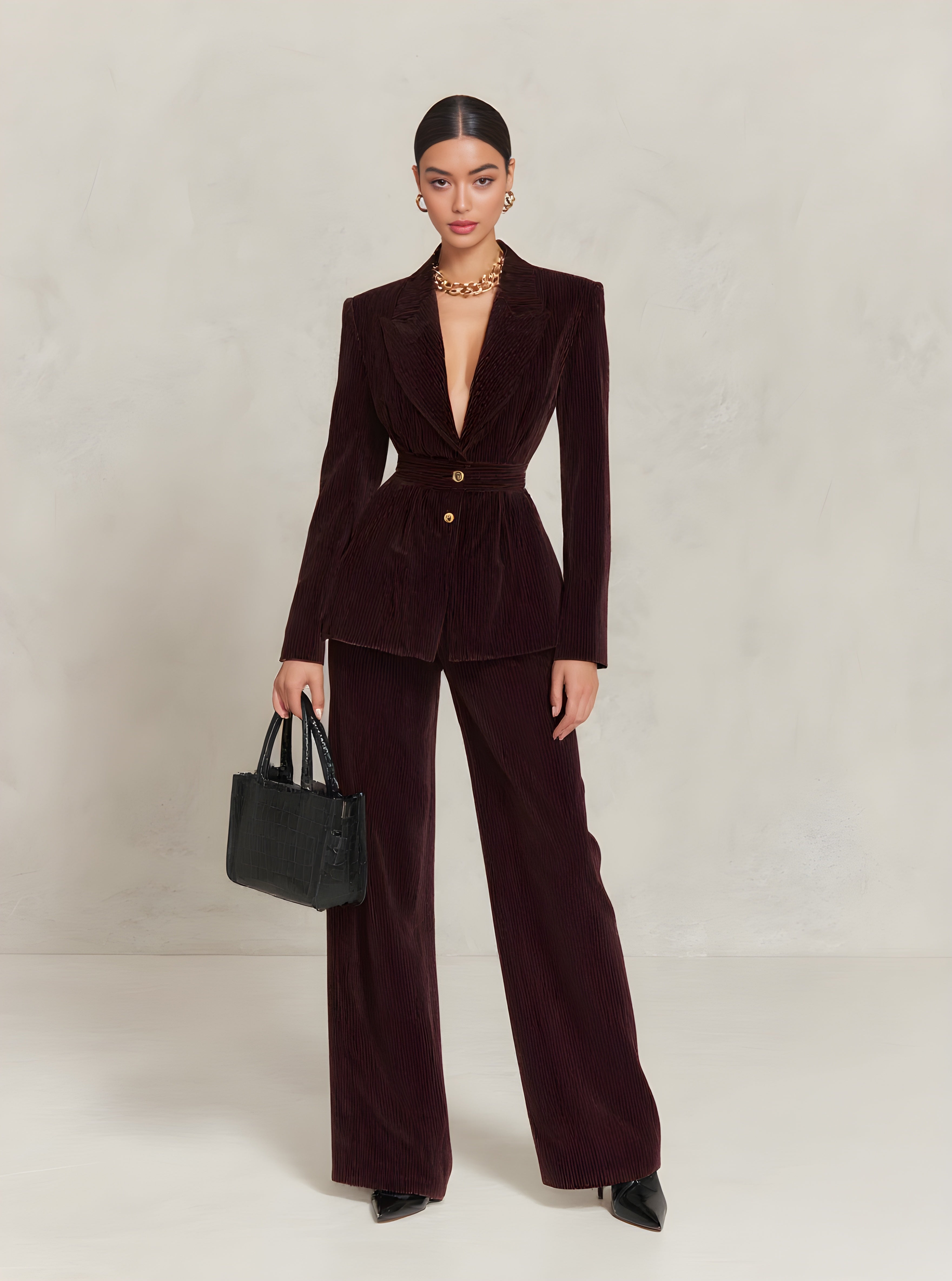 Autumn Blazers 2025 Women's Decent Plain Long Sleeve Shawl Collar Nipped Waists Office Lady Blazers