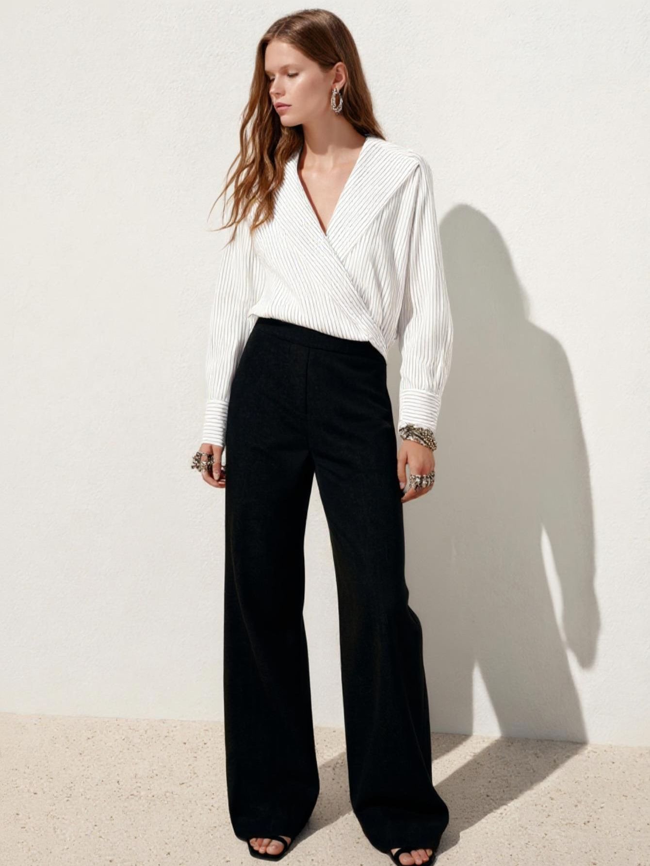 Women's Autumn Pants Fashion Basics Solid Color High Waist Full Length Straight Office Lady Pants