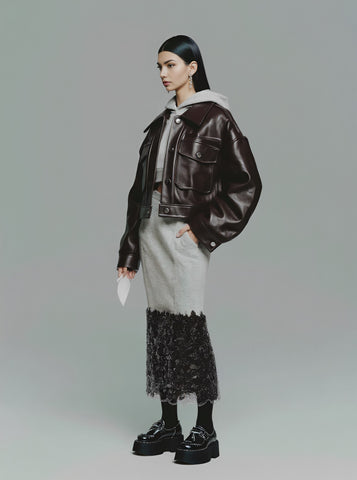 Women's Casual Leather Coat Winter Clothes Stylish Outerwear for Autumn And Winter Seasons