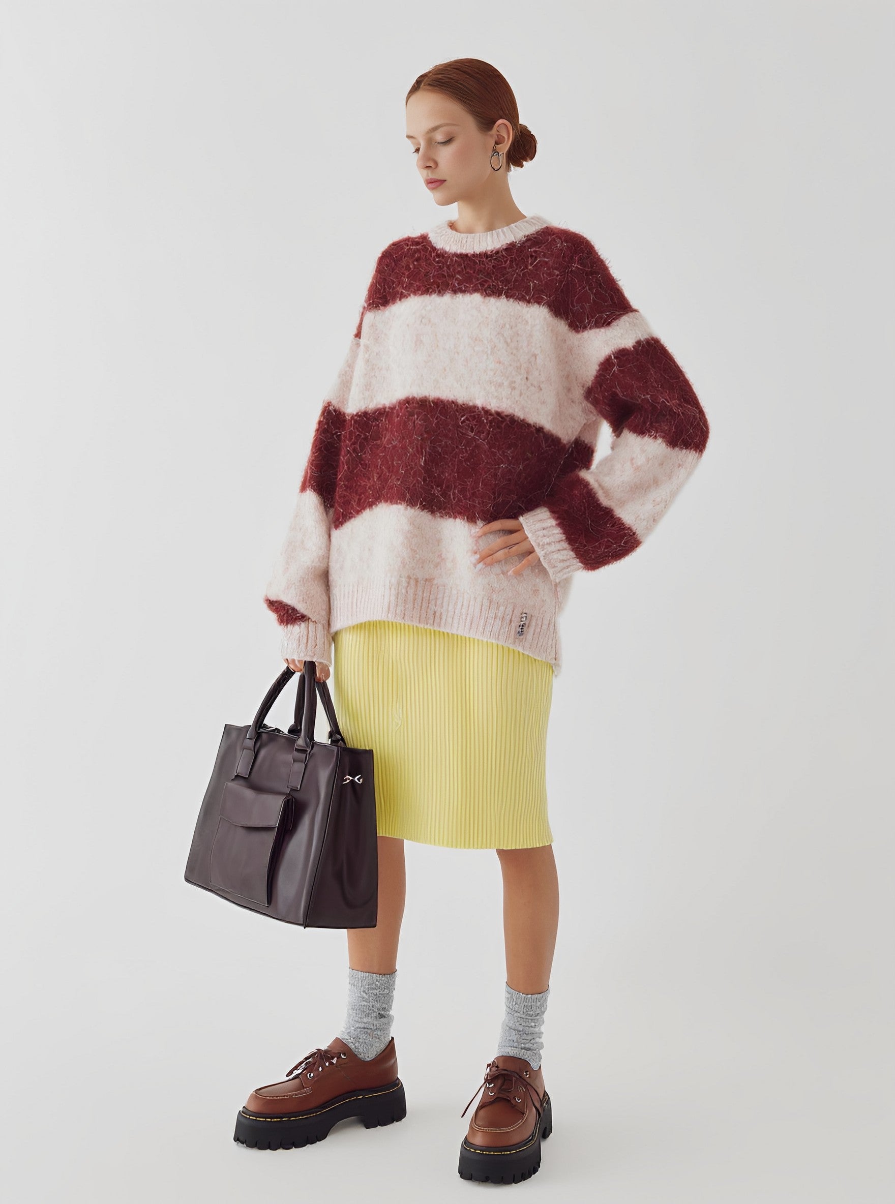 Loose Fit Long Sleeve Round Neck Sweater Winter Casual Wear Straight Tube Sleeve Comfortable Length Regular Style Women's Top