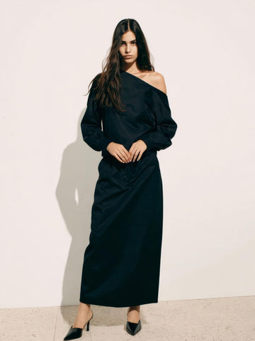 Women's Sets Autumn Winter Casual Fashion One-Shoulder Solid Color Long Sleeve Skirt Office Lady Sets