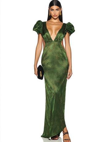 Autumn Winter Casual Dress Mid-Length A-Line Skirt Straight Sleeve Plunge Neck Fit Type Women's Fashion Clothing