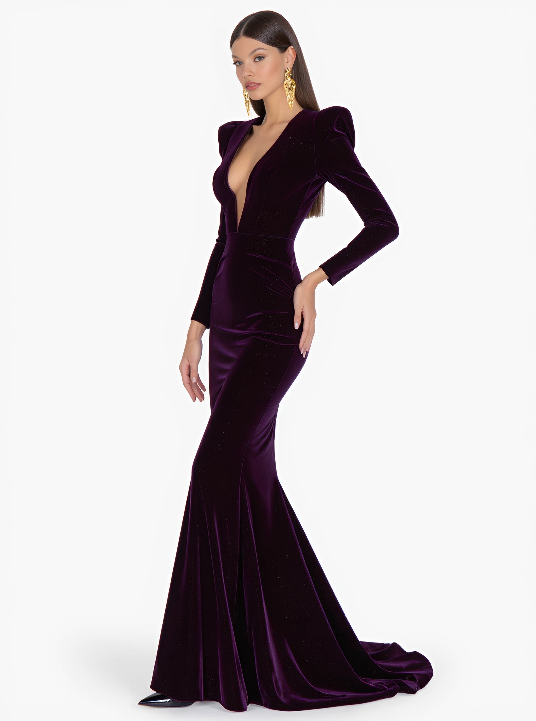 Autumn Casual Fit A-Line Midi Dress V-Neck Straight Sleeve Mid Long Skirt Style Women's Fashion Dress