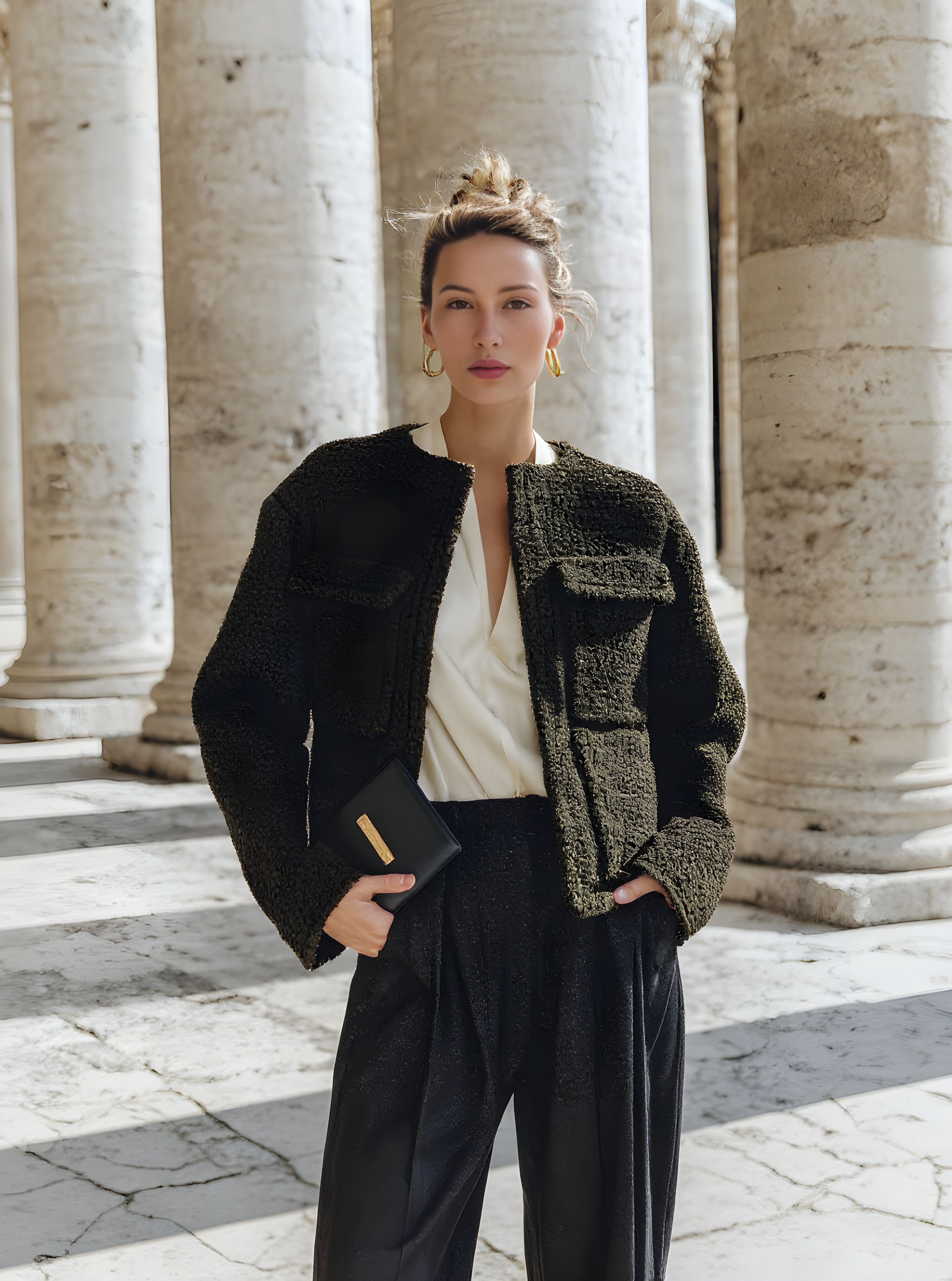 Women's Winter Jackets Autumn Winter Elegant Edgy 2025 Trendy Plain Long Sleeve Round Neck Commute Coats