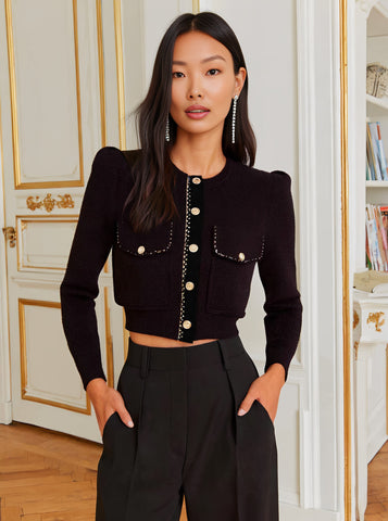 Autumn Cardigan Tight Fit Casual Long Sleeve Round Neck Straight Tube Sleeve Regular Length Women's Open Front Knitwear