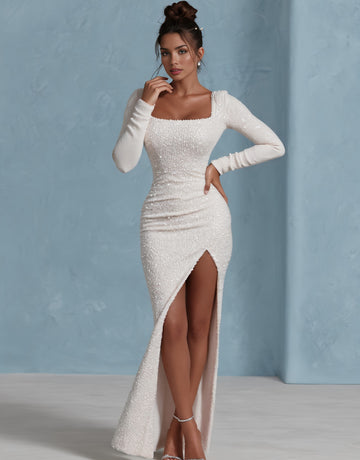 Autumn Tight Fit Wrap Dress Mid-Length Straight Sleeve Square Collar Party Style Women's Fashion Dress