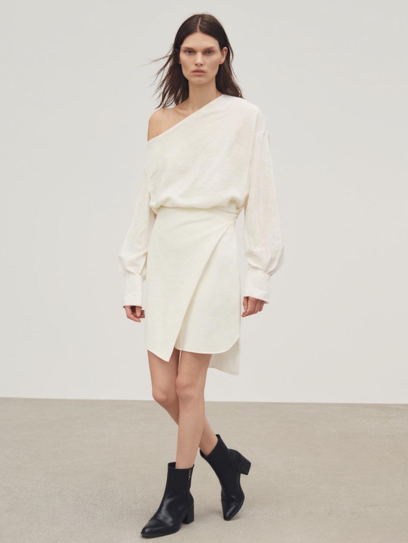 Autumn Dresses 2025 Women's Elegant Sexy Plain Long Sleeve One-Shoulder A-Line Mini Dating Dresses