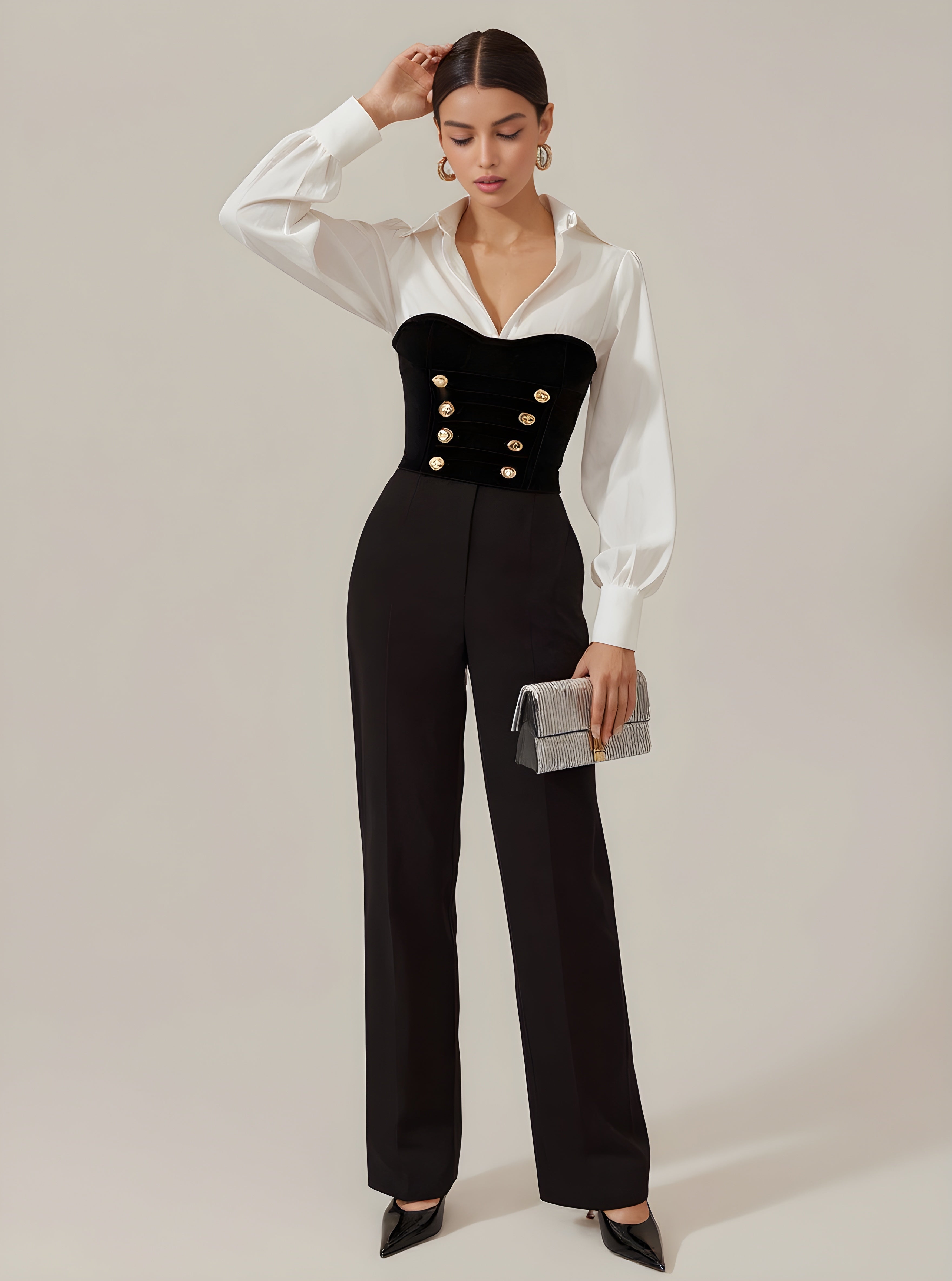 Autumn Blouses 2025 Women's Decent Patchwork Long Sleeve Shirt Collar Skinny Fit Daily Basic Blouses