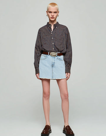 Women's Shirts Autumn Winter 2025 Buttoned Detailed Checked Long Sleeve Turn-down Collar Casual Shirts