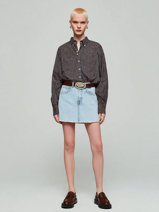 Women's Shirts Autumn Winter 2025 Buttoned Detailed Checked Long Sleeve Turn-down Collar Casual Shirts