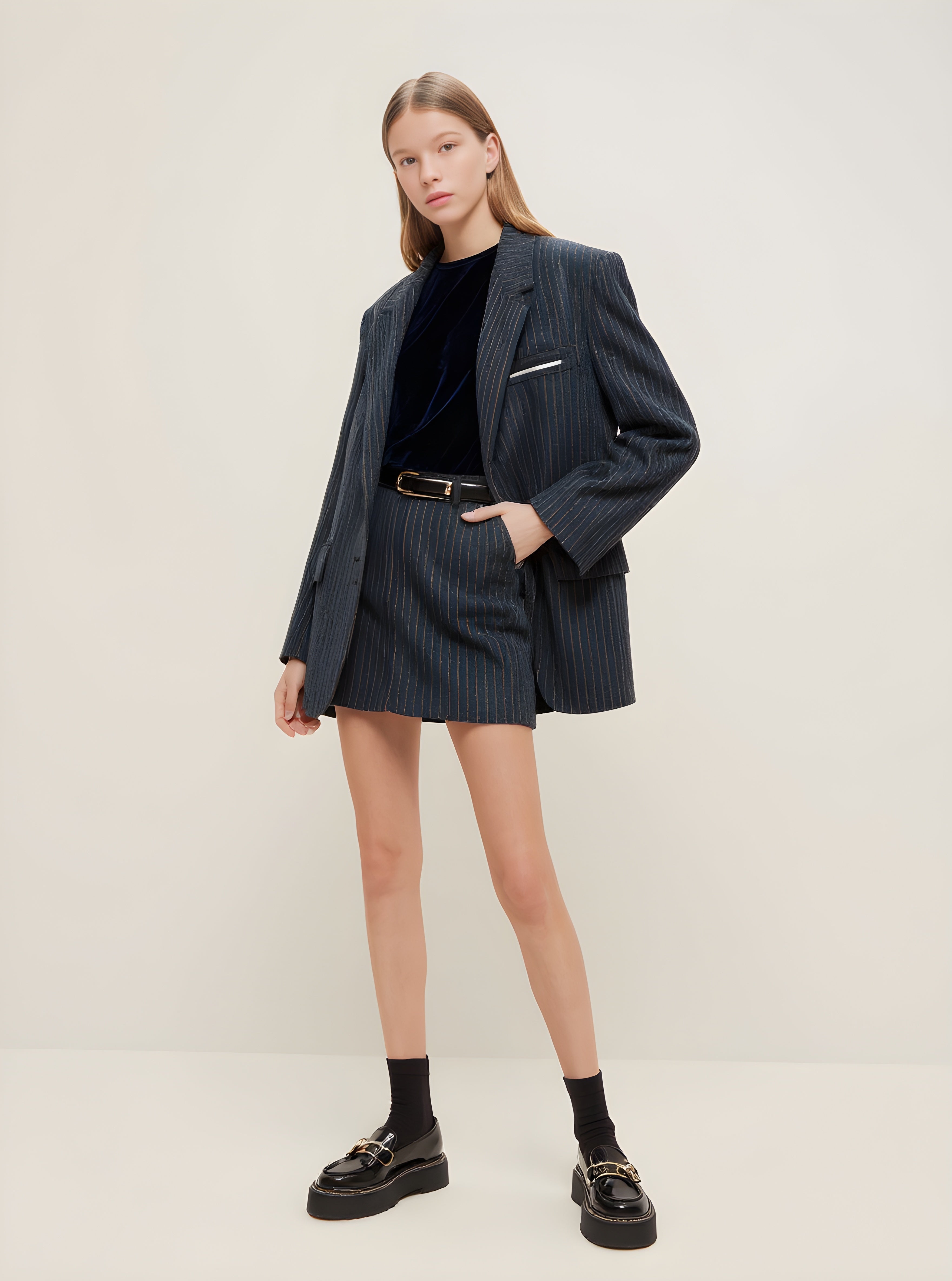 Women's Blazers Autumn Winter Fashion Daily 2025 Elegant Chic Striped Long Sleeve Lapel Commute Blazers