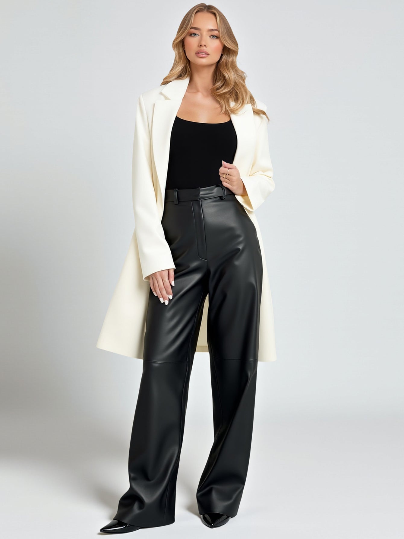 Women's Fashion Simple Minimalism Autumn Winter Independent Station Crew Neck Long Sleeve Sexy Pants for Ladies