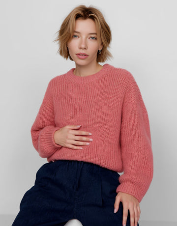 Winter Sweater Casual Loose Long Sleeve Round Neck Straight Tube Sleeve Regular Length Women's Top Fashion