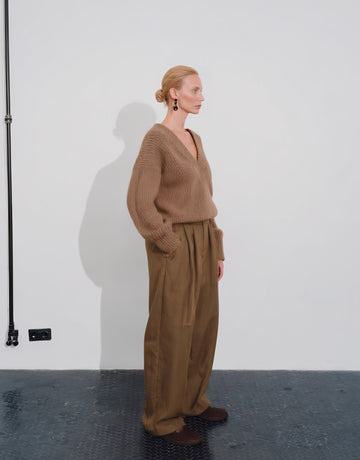 Loose Fit Long Sleeve V-Neck Sweater Winter Casual Wear Standard Length Straight Tube Sleeve Women's Top Fashion Clothes