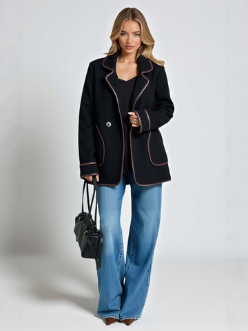 Women's Coats Winter Fashion Comfortable Stripes 2025 Business Simple Shirt Collar Long Sleeve Street Daily Jackets