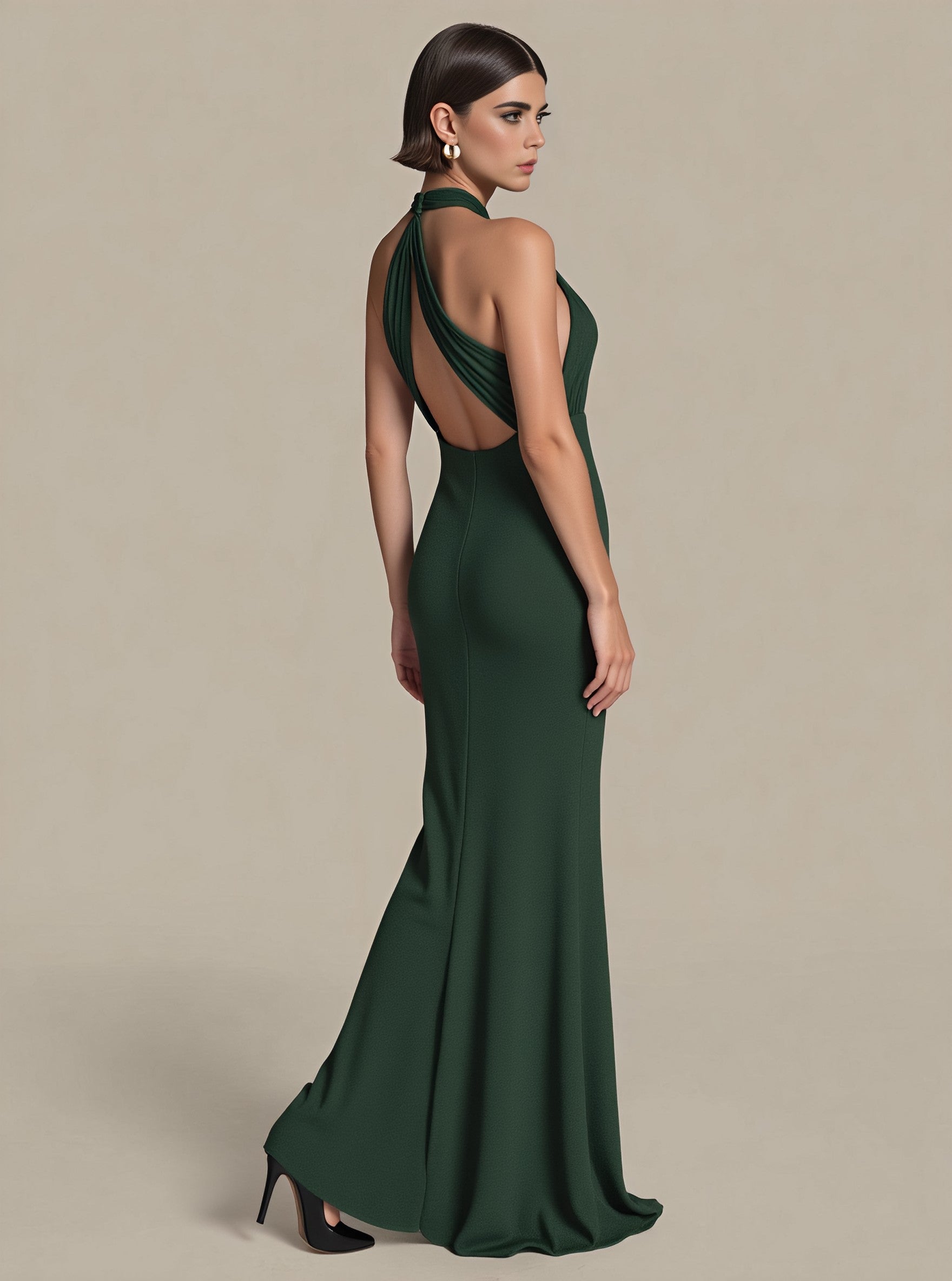 Autumn Tight Fish Tail Dress Neck Hanging Sleeveless Style Casual Mid-length Skirt Women's Fashion Dress