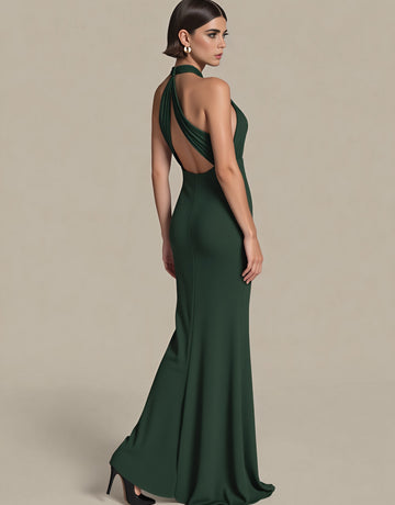 Autumn Tight Fish Tail Dress Neck Hanging Sleeveless Style Casual Mid-length Skirt Women's Fashion Dress