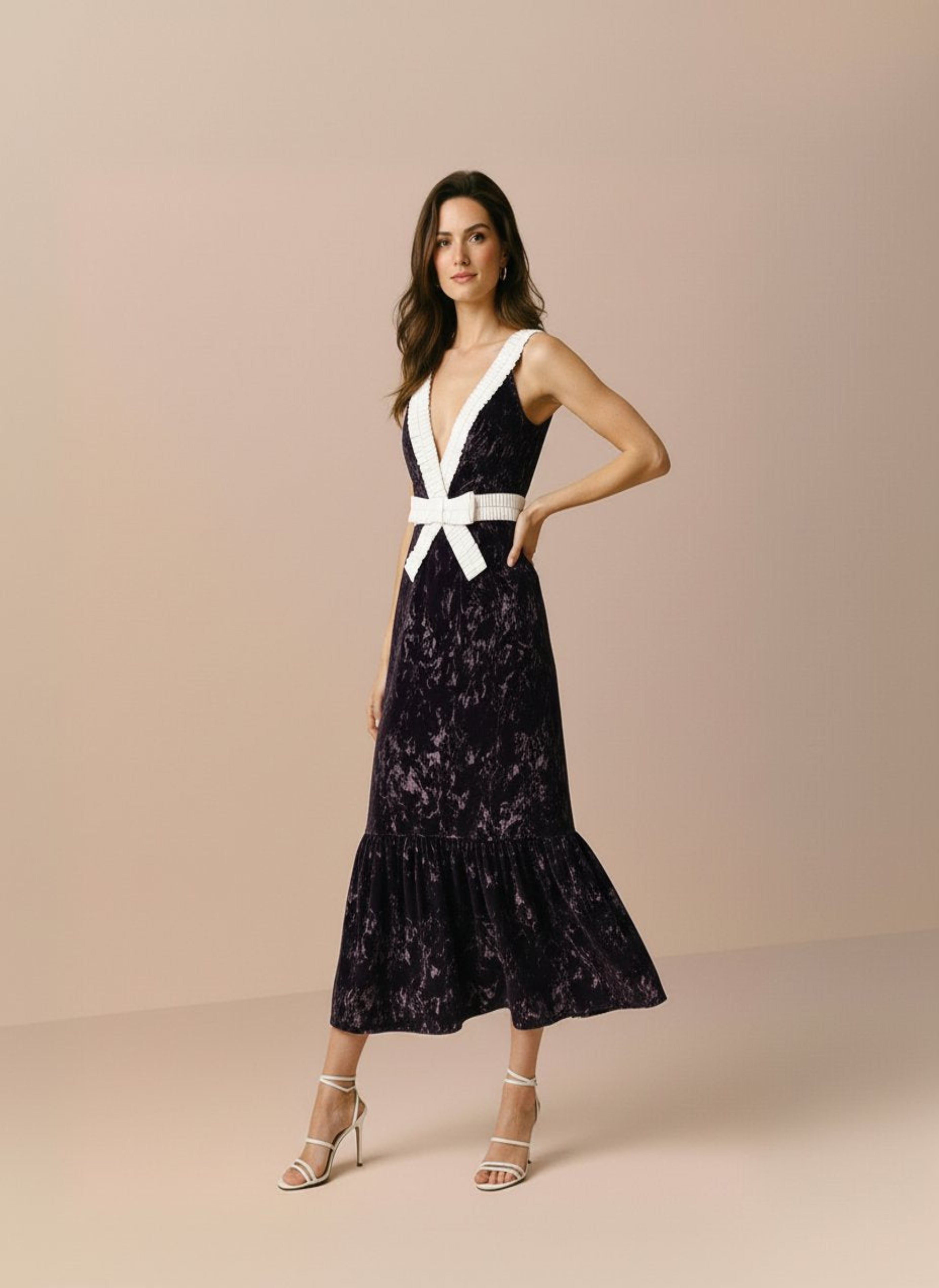 Autumn Winter Dress Casual Fit Midi Straight Skirt V Neck Sleeveless Women's Clothing Fashionable Comfortable Style