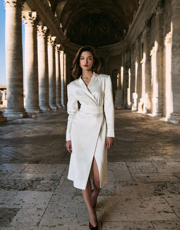 Autumn Dresses 2025 Women's Elegant Plain Long Sleeve V-Neck Nipped Waists Knee Length Office Lady Dresses