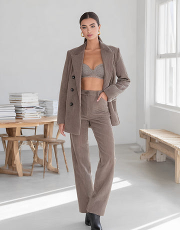 Loose Fit Casual Suit Trousers Set For Women Autumn Fashion Comfortable Stylish Long Pants Outfit Pair