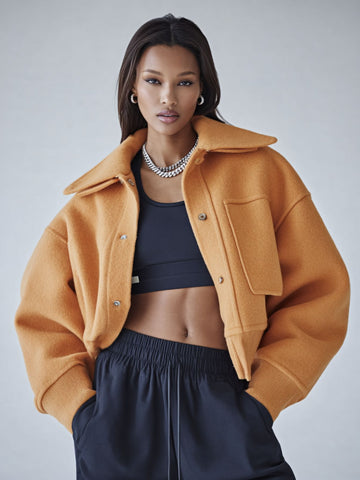 Autumn Jackets 2025 Women's Casual Plain Long Sleeve Lapel Fitting Slim Regular Fit Streetwear Jackets