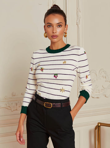 Autumn Sweater Casual Fit Long Sleeve Round Neck Straight Sleeve Regular Length Women's Top Comfortable Breathable Knitwear