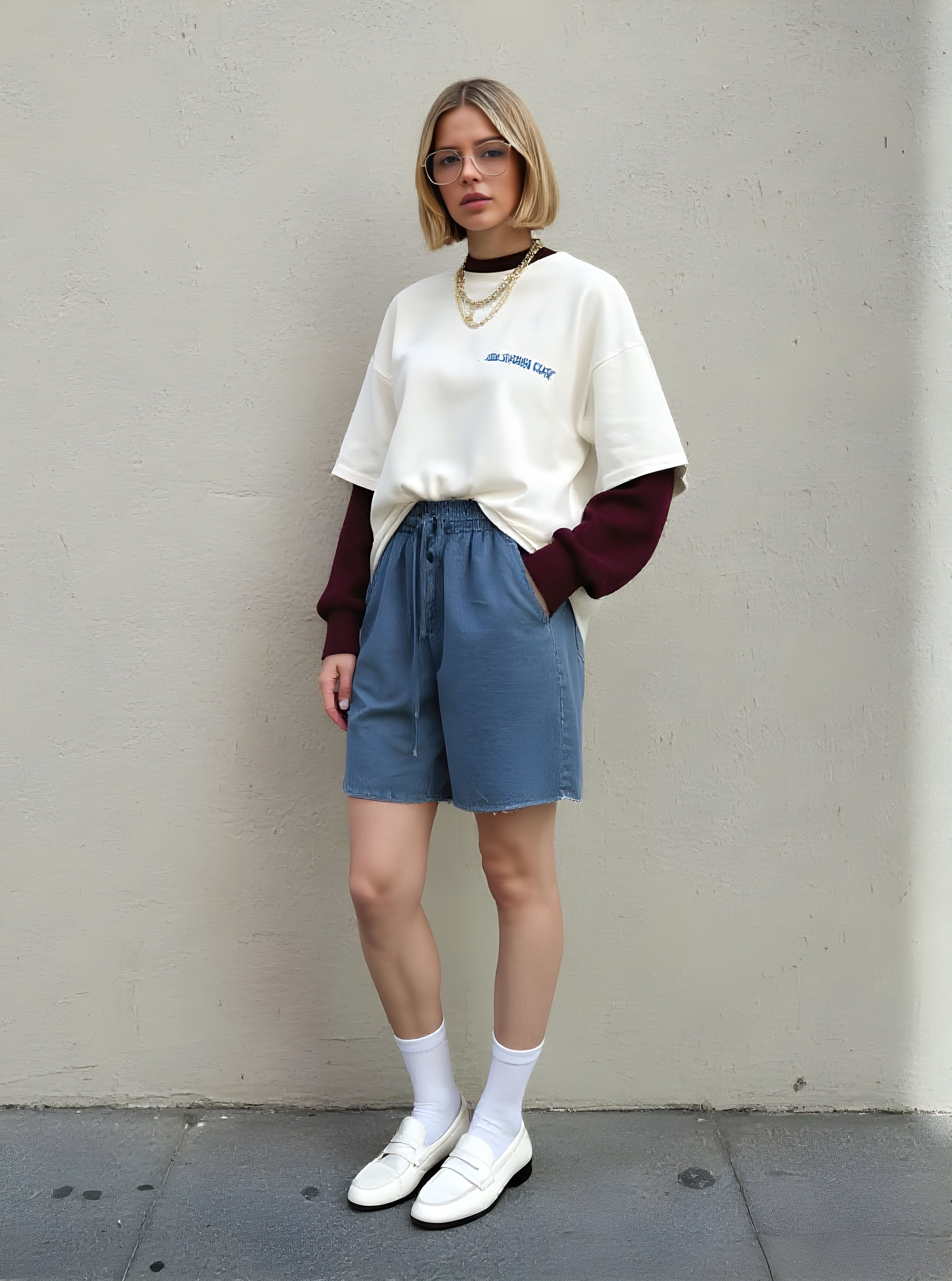 Casual Five-Quarter Sleeve T-Shirt for Autumn Winter Summer Straight Sleeve Length Regular Style Women's Top Fashion Clothing