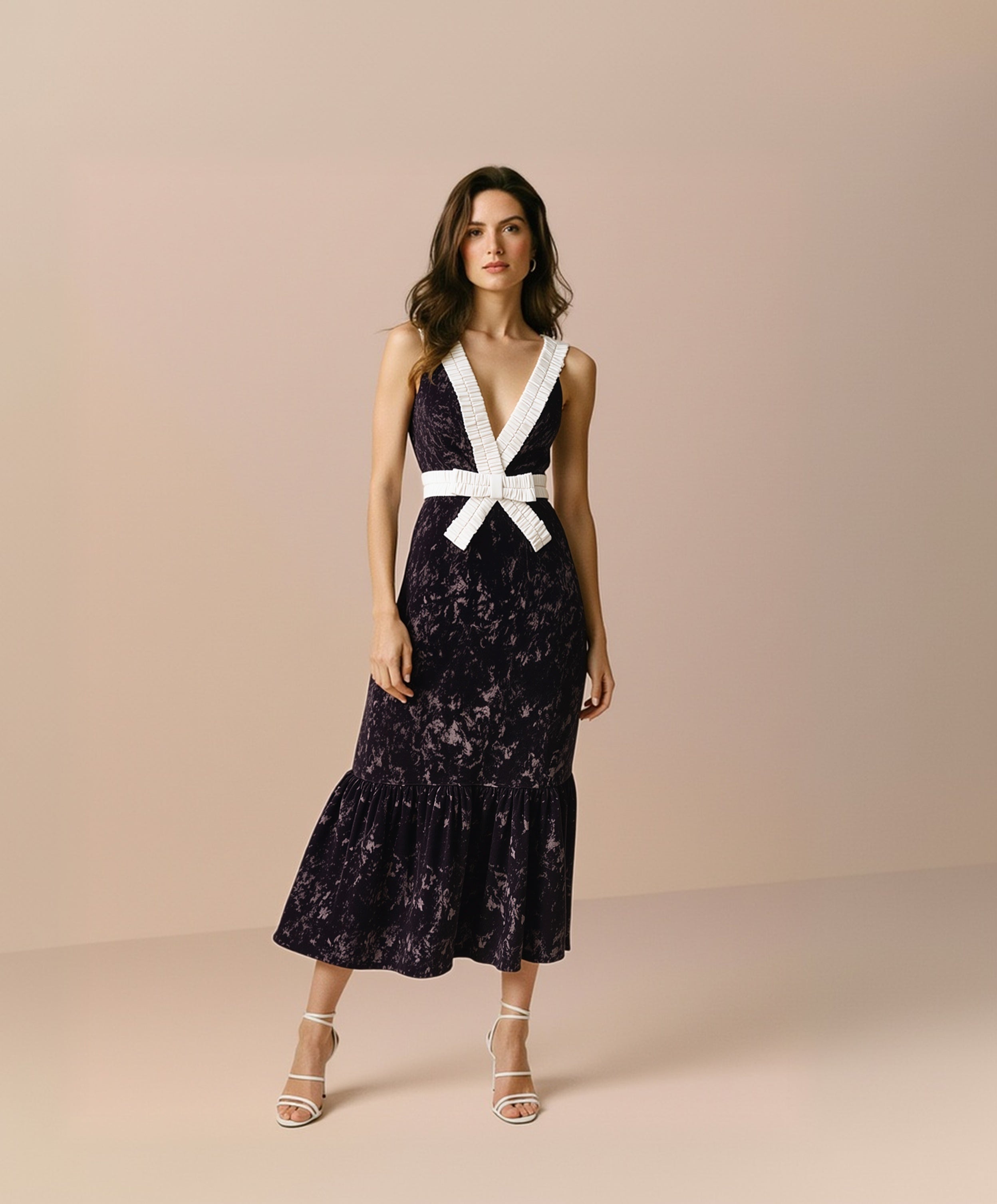 Autumn Winter Dress Casual Fit Midi Straight Skirt V Neck Sleeveless Women's Clothing Fashionable Comfortable Style