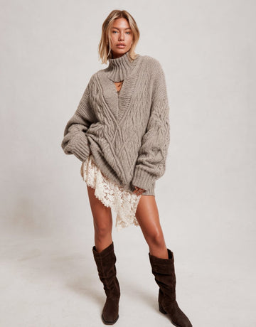 Loose Long Sleeve Turtleneck Sweater Winter Casual Clothes Straight Tube Sleeve Comfortable Length Regular Women's Top