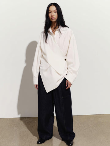 Women's Autumn Winter 2025 Shirts Daily Fashion Plain Long Sleeve Lapel Knot Regular Fit Layered Shirts