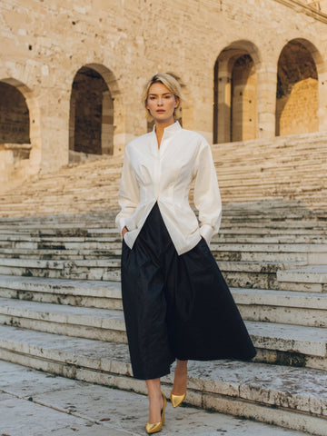 Autumn Shirts 2025 Women's Decent Plain Long Sleeve Stand Collar Fitting Slim Office Lady Shirts