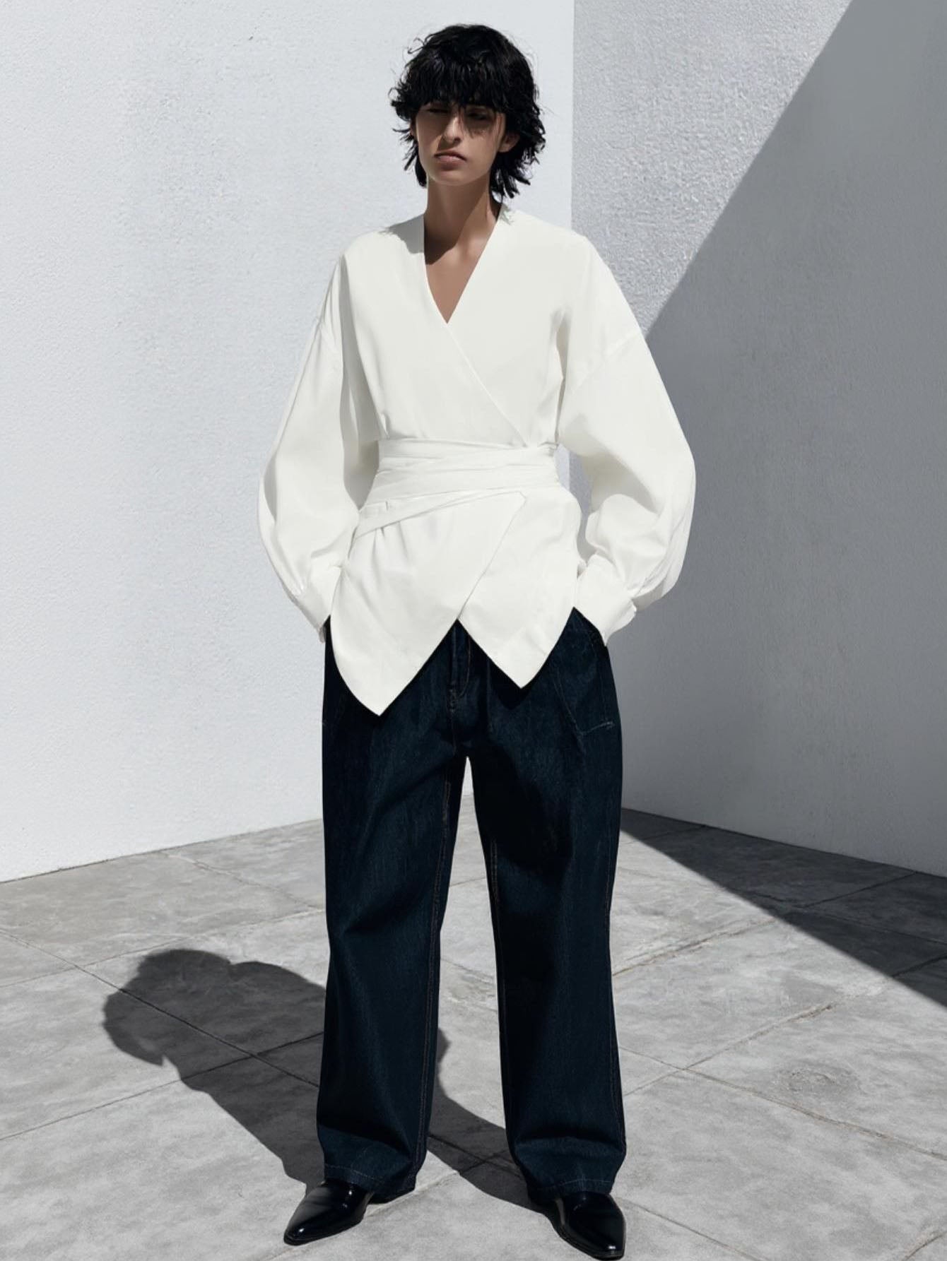 Autumn Shirts 2025 Women's Simple Plain Long Sleeve V-Neck Loose Fit Office Lady Shirts