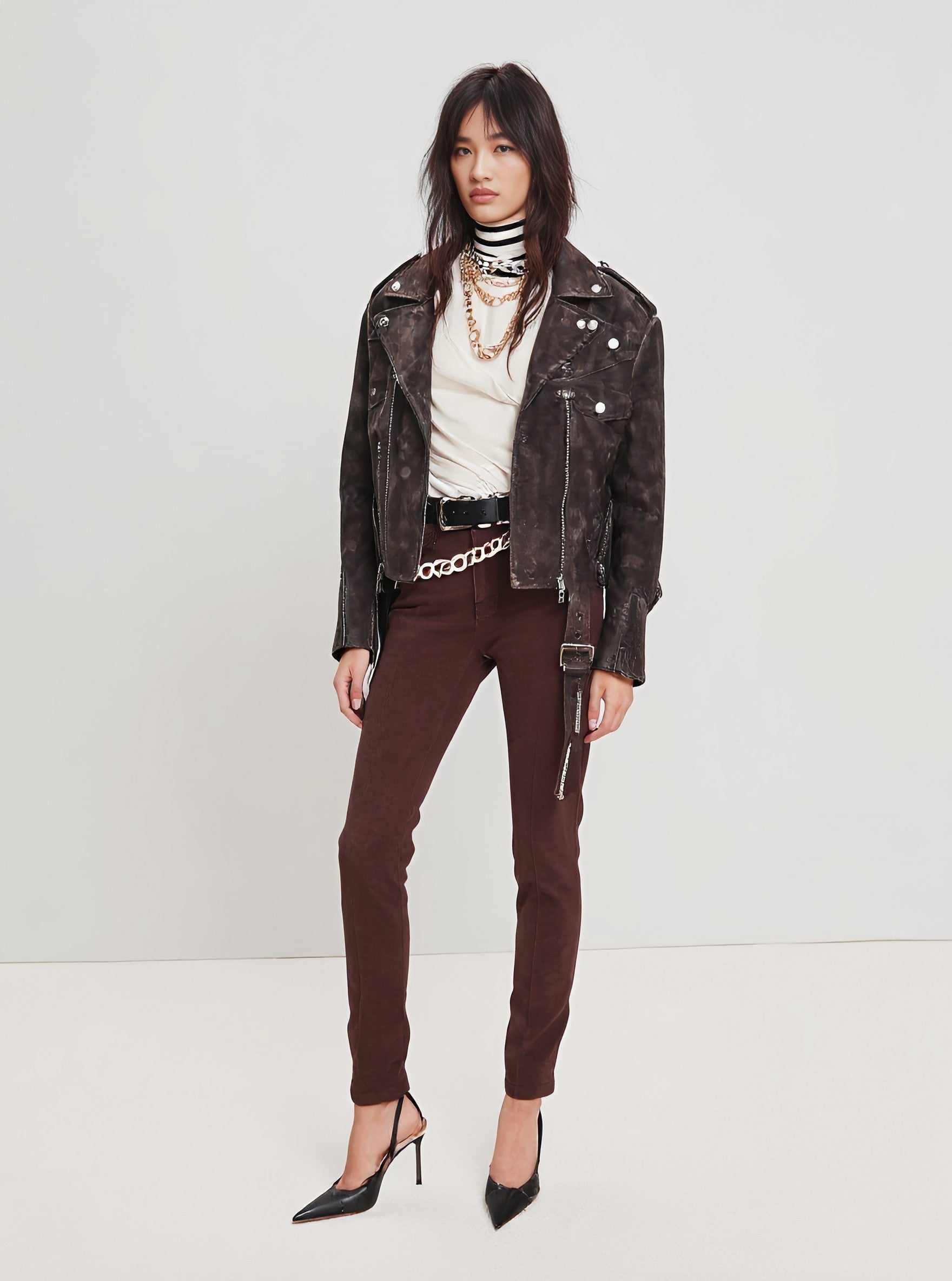 Women's Casual Leather Coat Winter Fashion Outerwear Stylish Warm Coat for Cold Weather