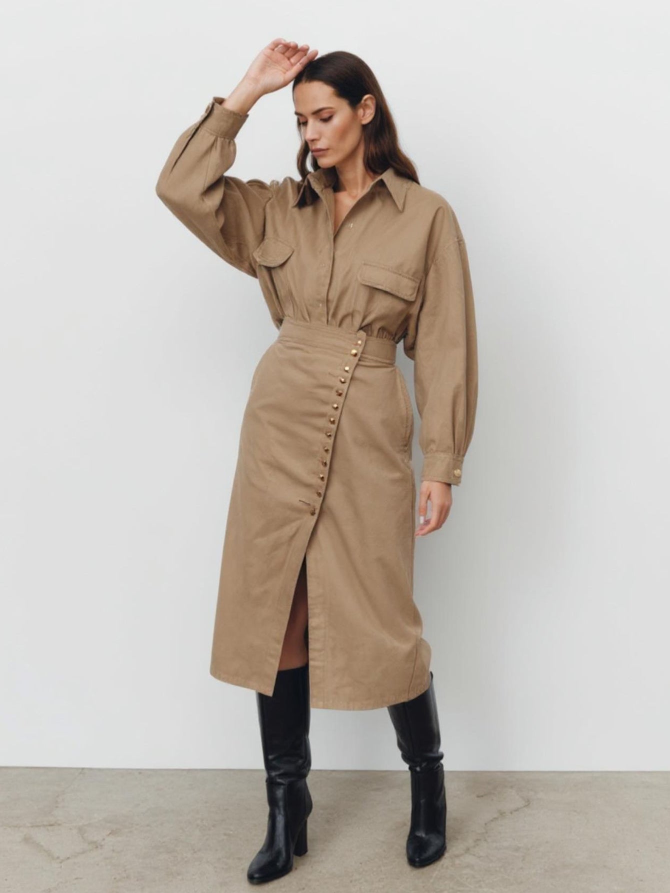 Women's Skirts Autumn Winter Fashion Solid Color Button Front Fitting Slim Office Lady Skirts