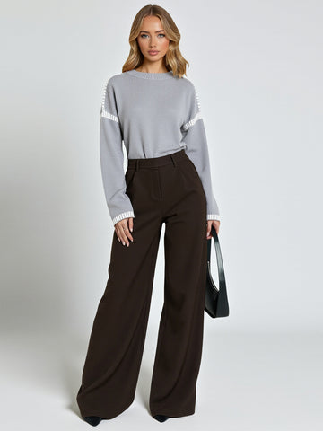 Women's Sweaters Autumn Winter Fashion Comfortable 2025 Stripes Simple Long Sleeve Round Neck Daily Sweaters