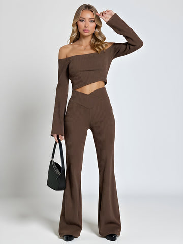 Trendy Women's Long Knitted Micro-Sweatpants V-Shaped Waist Hip Lifting European And American Style for Autumn Winter