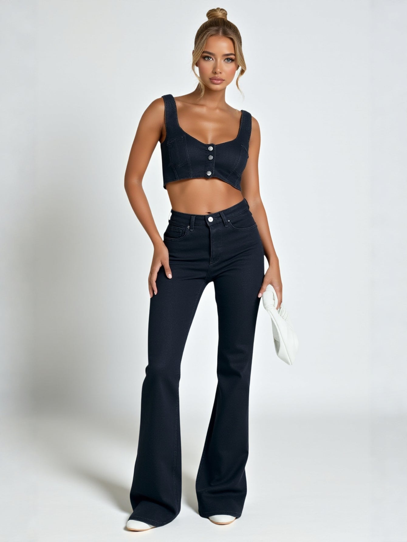 Micro Flared Jeans Women's Spring Stretch Retro Chic Slim Horseshoe Mop Pants American Style Fashion