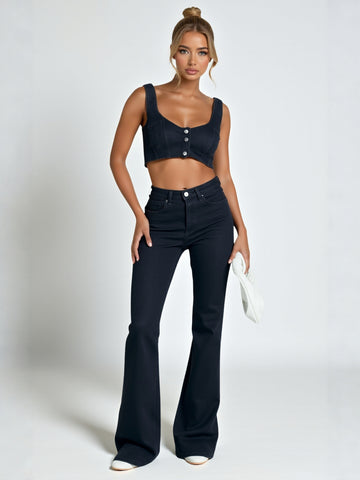 Micro Flared Jeans Women's Spring Stretch Retro Chic Slim Horseshoe Mop Pants American Style Fashion