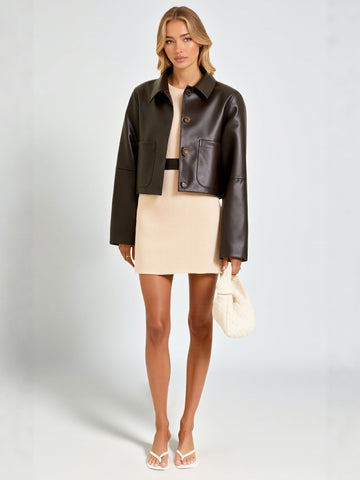 Women's Short PU Leather Jacket Spring Fashion Streetwear Style Wholesale European American Trend Tide Coat