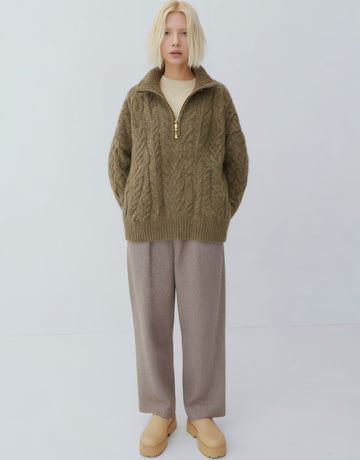 Loose Fit Long Sleeve Sweater Winter Casual Style Turn-down Collar Straight Tube Sleeve Regular Length Women's Top