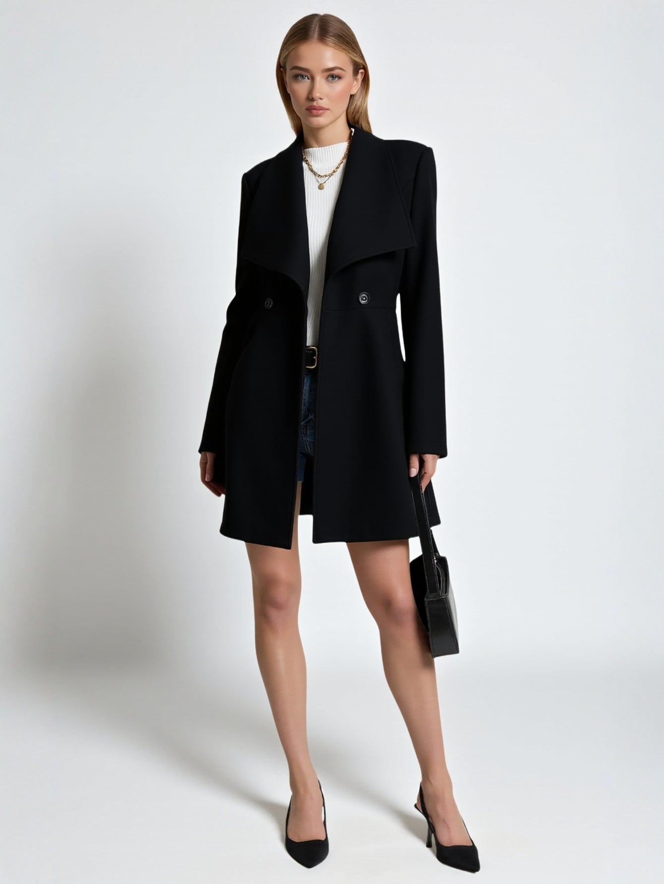 Women's 2025 Chic Autumn Coats Long Sleeve Open Front Plain Lettuce Trim Daily Regular Fit Coats