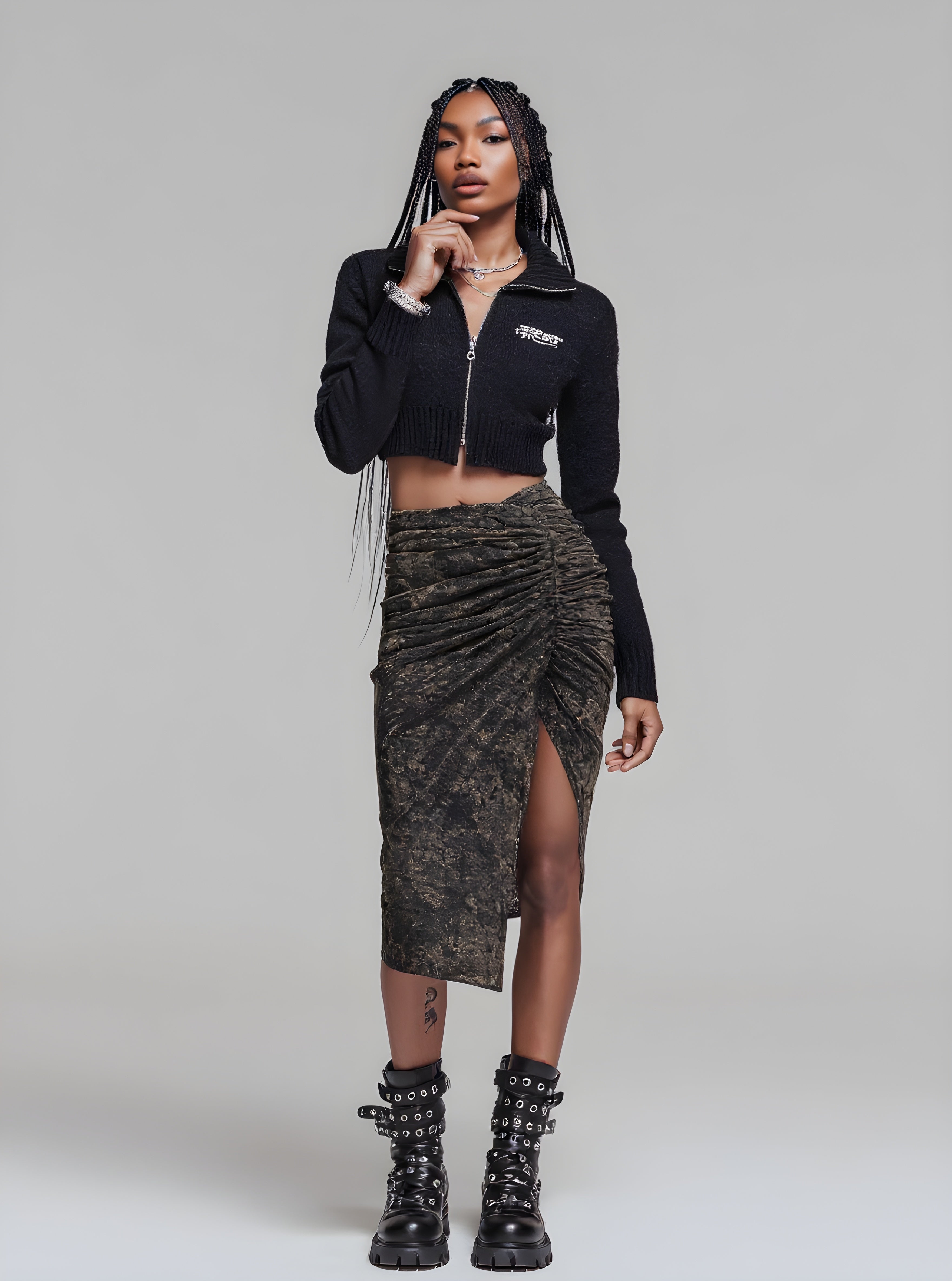 Women's Skirts Autumn Winter Fashion Daily 2025 Trendy Chic Printed Long Sleeve Wrap Midi High Street Skirts