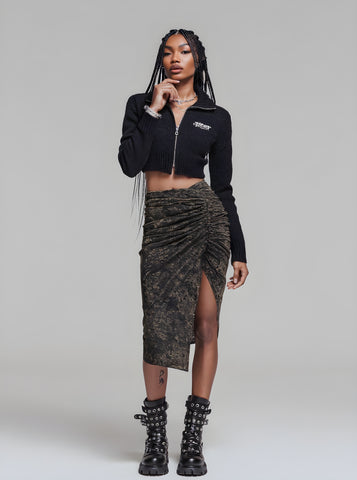 Women's Skirts Autumn Winter Fashion Daily 2025 Trendy Chic Printed Long Sleeve Wrap Midi High Street Skirts