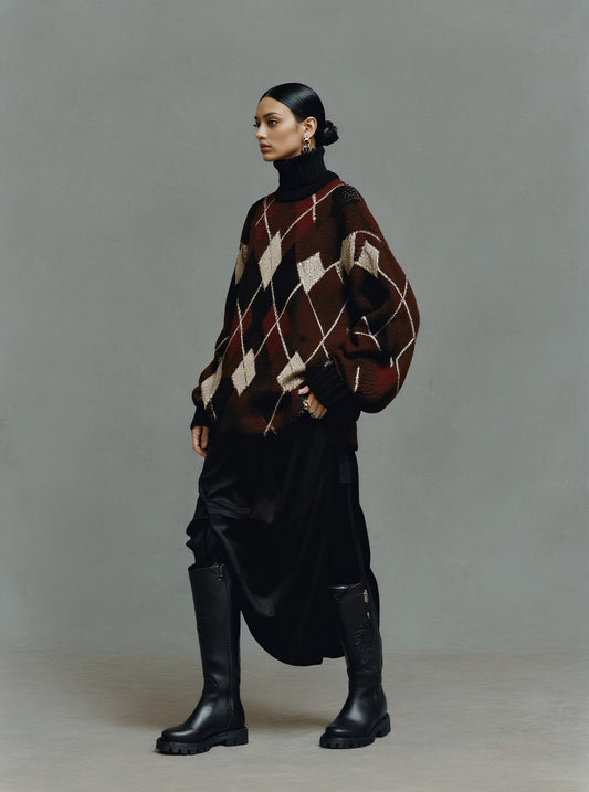 Loose Fit Long Sleeve High Collar Casual Style Winter Sweater Straight Tube Sleeves Regular Length Top For Women